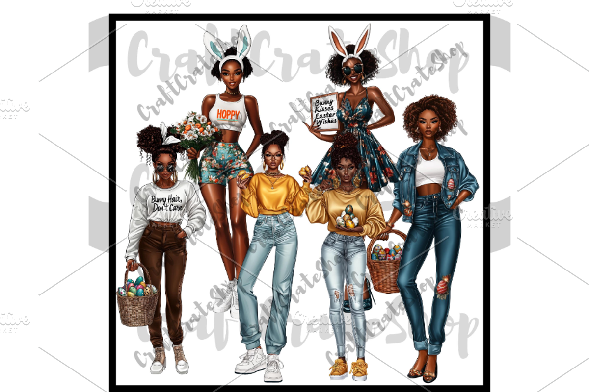 Black Woman Easter Clipart, an Illustration by CraftCrateShop (Photo 4 of 6)