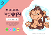 Meditating Cartoon Monkey. Crafting, an Animal Illustration by KENO Mascots (Thumbnail 1 of 3)