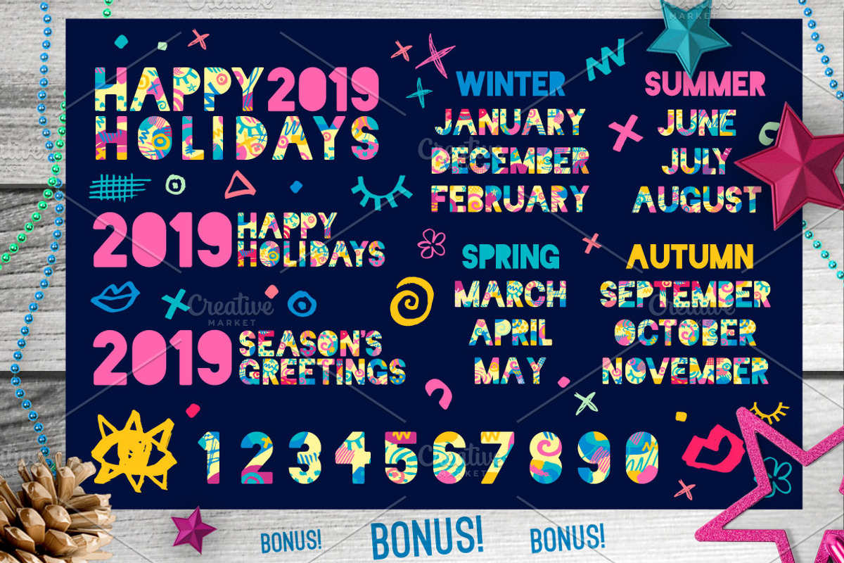 2019 New Year Christmas Blue Set, an Object Graphic by Iraida_Bearlala (Photo 2 of 4)