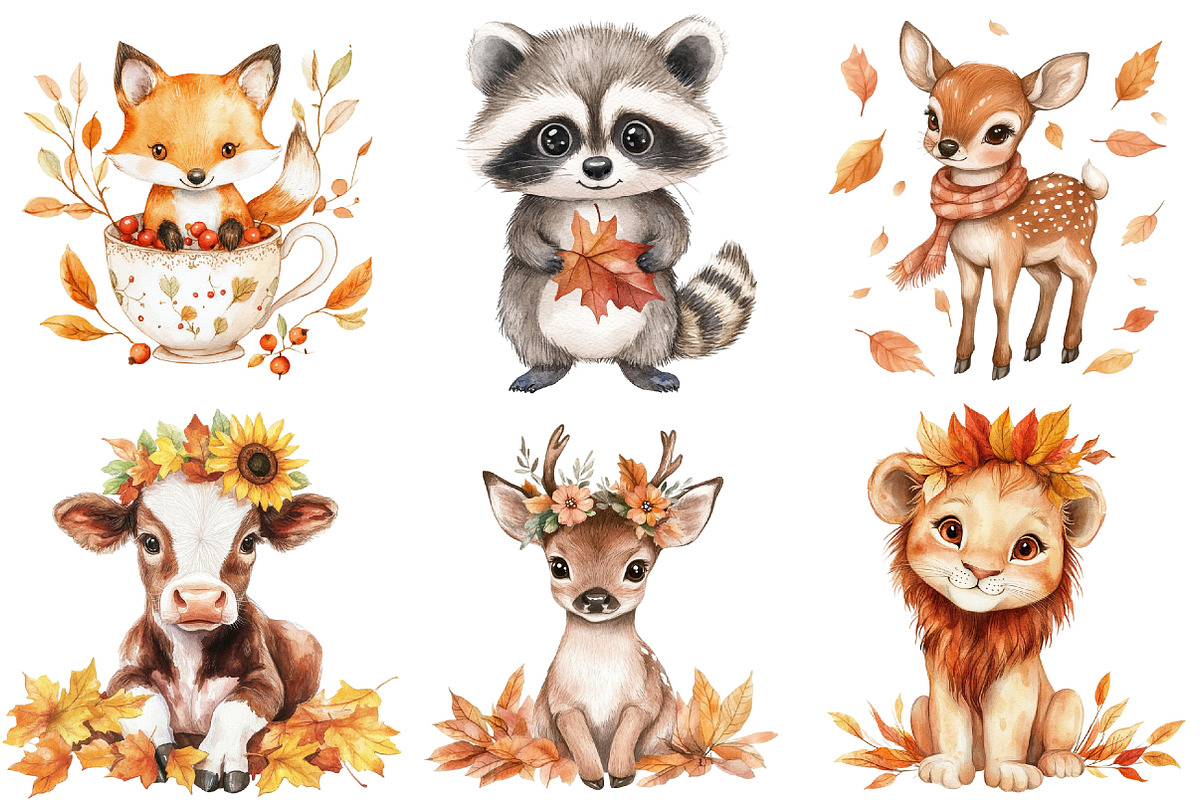 Autumn Cute Animals Clipart, an Illustration by CitraGraphics (Photo 5 of 7)