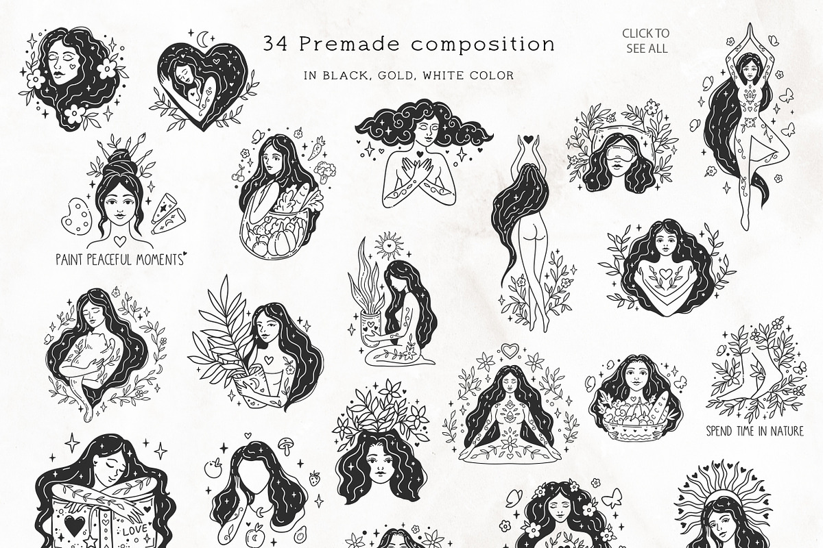 Feminine Woman Self-Care 200+ Items, a Healthcare Illustration by anvinoart (Photo 5 of 9)