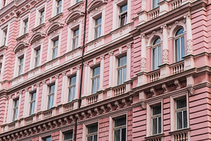 Pink facade.