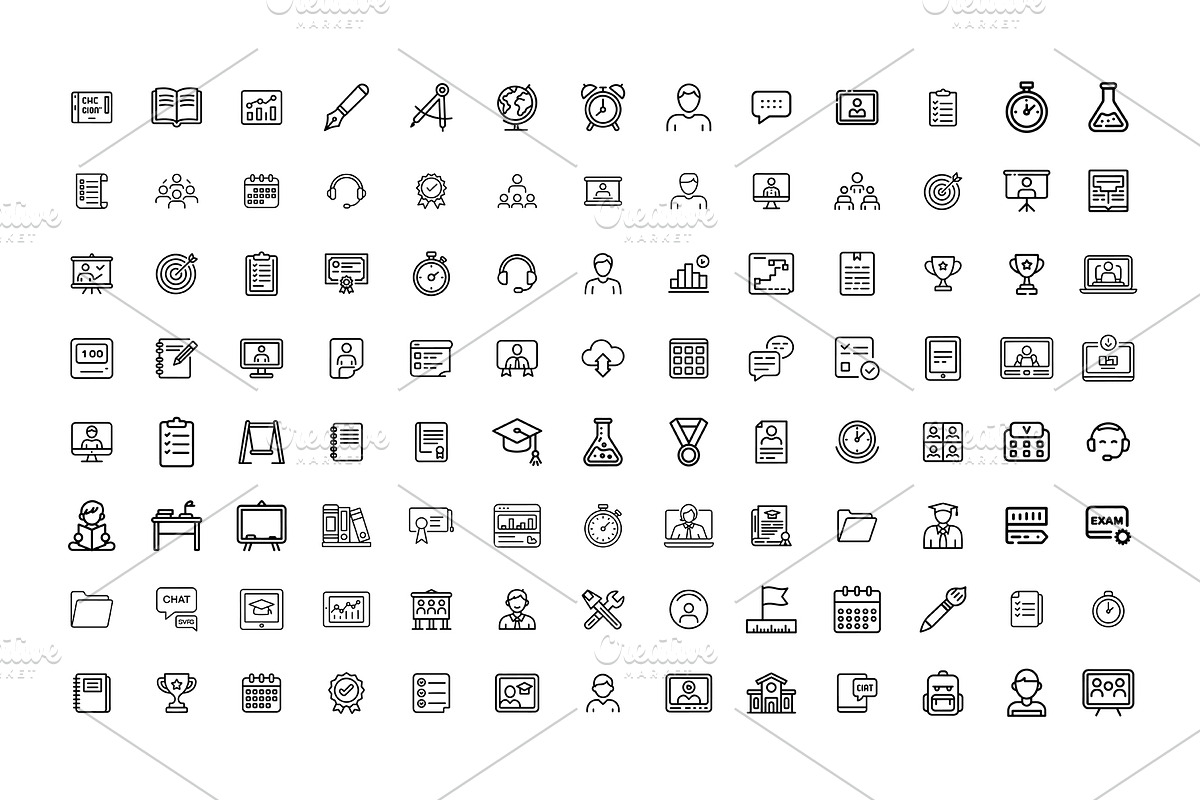 Education & E-Learning Line Icons, an Outline Icon by gstudiovect21 (Photo 2 of 6)