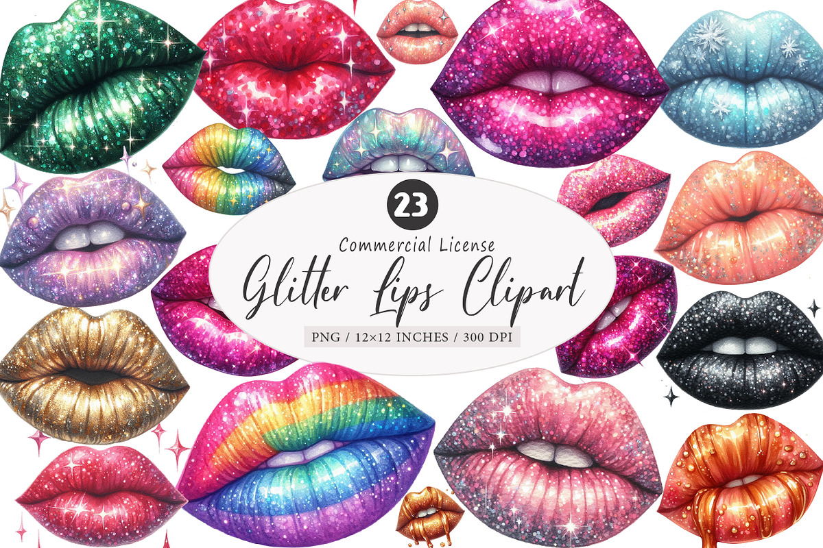 Glitter Lips Clipart Bundle, an Illustration by SinaCreation (Photo 1 of 5)