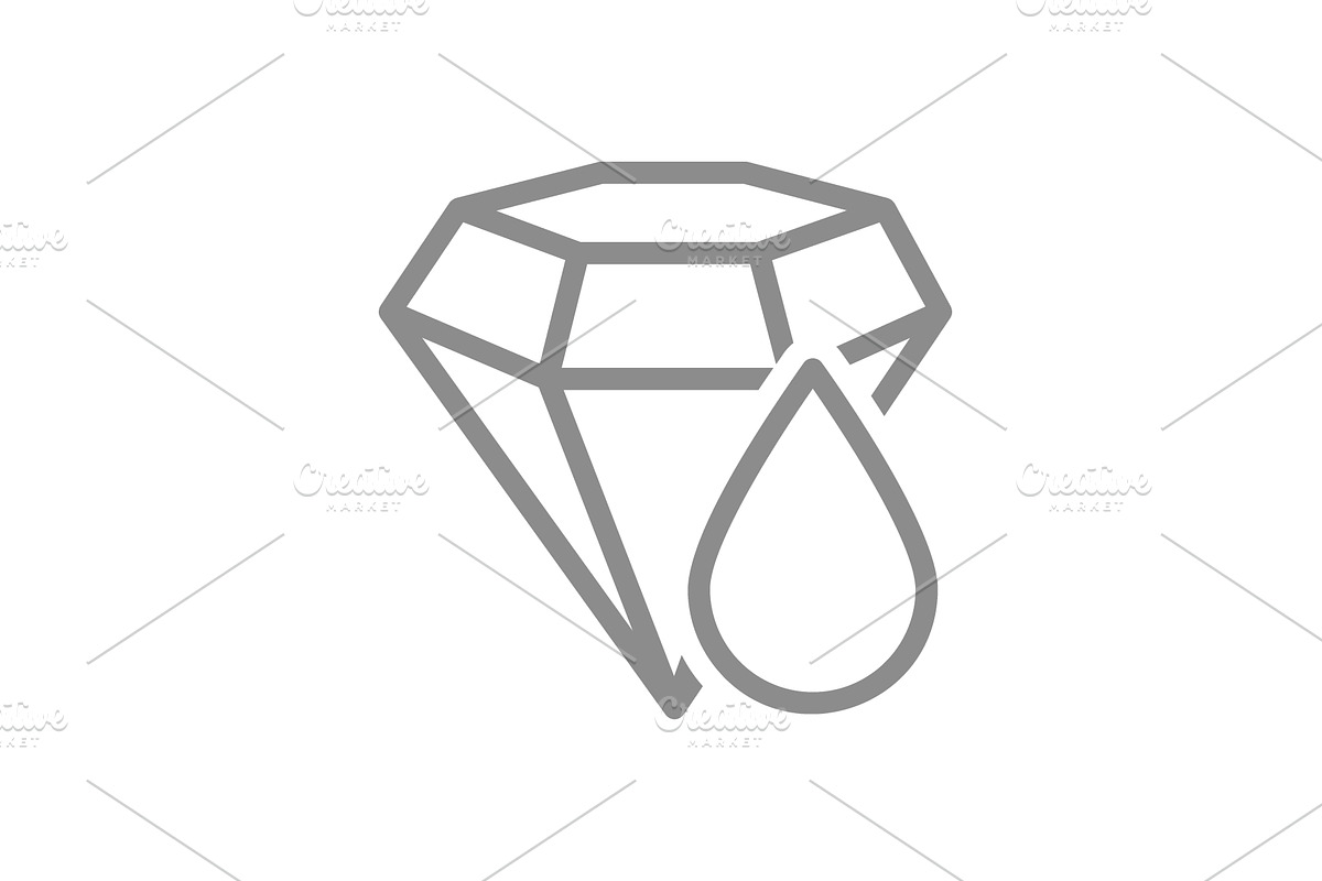 Diamond with drop line icon. Melting, an Object Illustration by GraphiShop