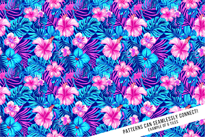 Neon Hawaiian Print Digital Paper