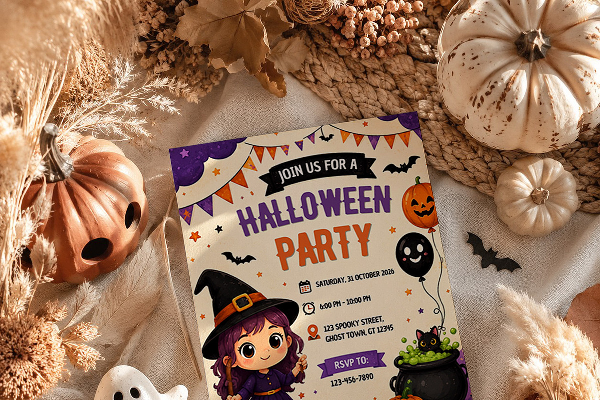 Kids Halloween Party Invitation, an Invitation Template by Arslan (Photo 2 of 5)