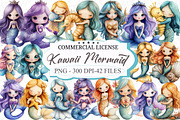 Kawaii Mermaid Clipart, an Illustration by designcity5 (Thumbnail 1 of 5)