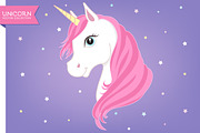 White unicorn head. Ai+EPS+PNG+JPG, an Animal Illustration by Cheremuha (Thumbnail 1 of 3)