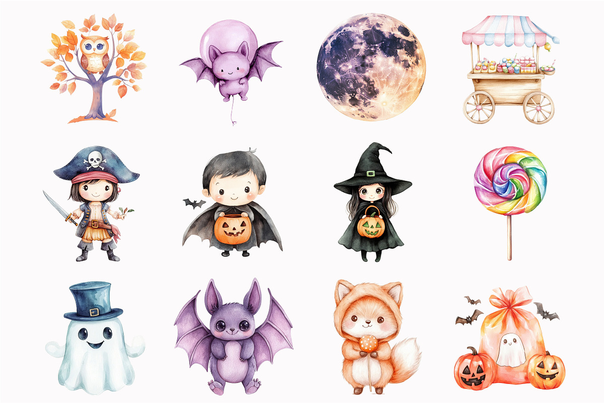 Cute Halloween Clipart Set, an Illustration by Design Market (Photo 2 of 7)