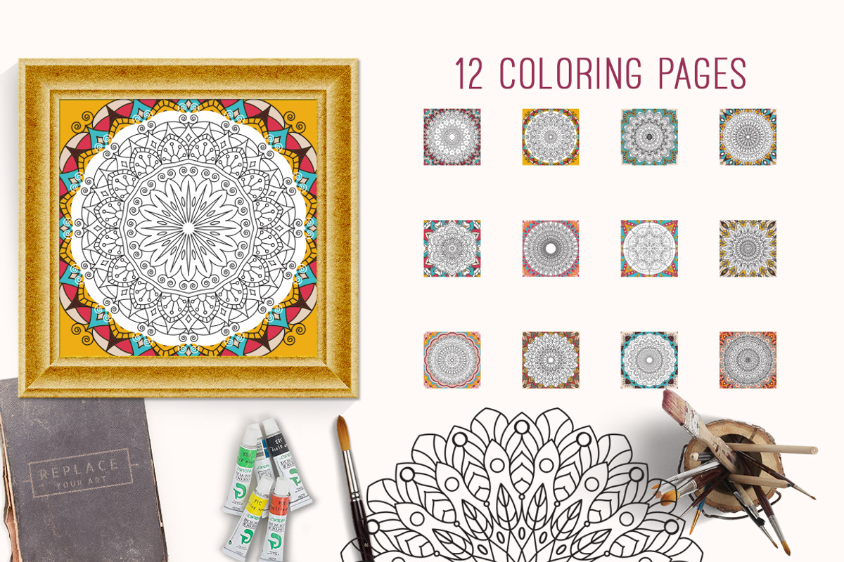 12 Coloring pages for adults, an Object Graphic by Kseniia Kuznetsova (Photo 2 of 2)