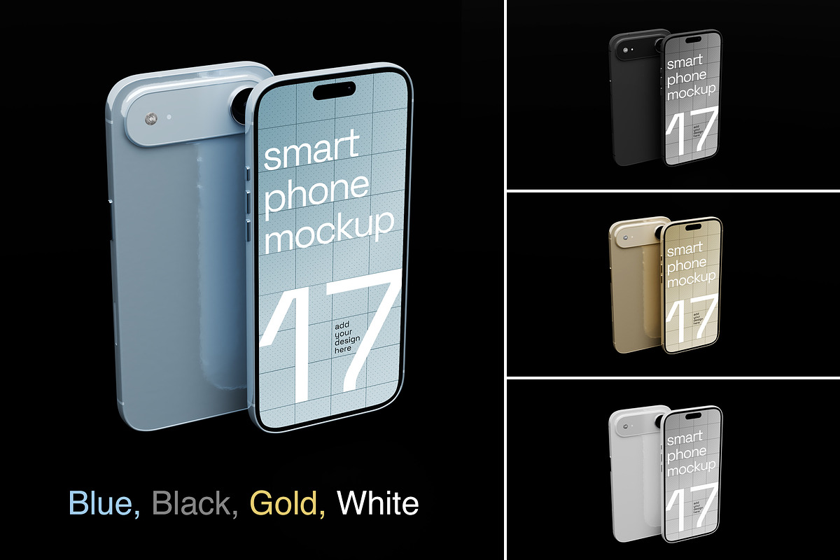 Iphone 17 Air 4 colors Mockup, an iPhone Mockup by Voar Mockups