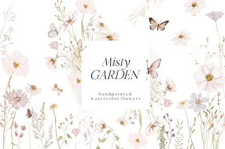 Watercolor wildflowers floral set, a Decorative Illustration by Grace Noboa Illustrations