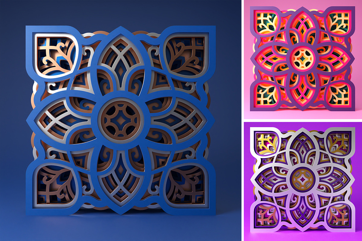 Mandala MD02 3D Layered SVG Cut File, an Illustration by pixaroma