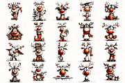 Christmas Funny Reindeer Clipart, an Illustration by OK Design (Thumbnail 3 of 6)