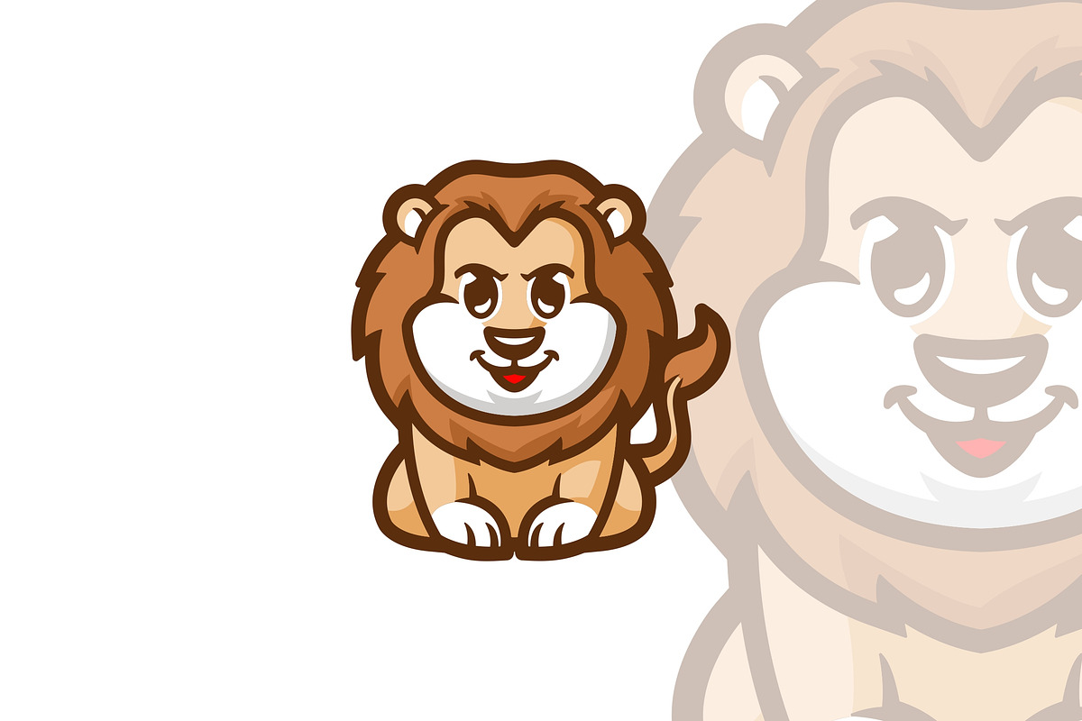 Cute Lion Mascot Cartoon Logo., a Branding & Logo Template by VectorCraft