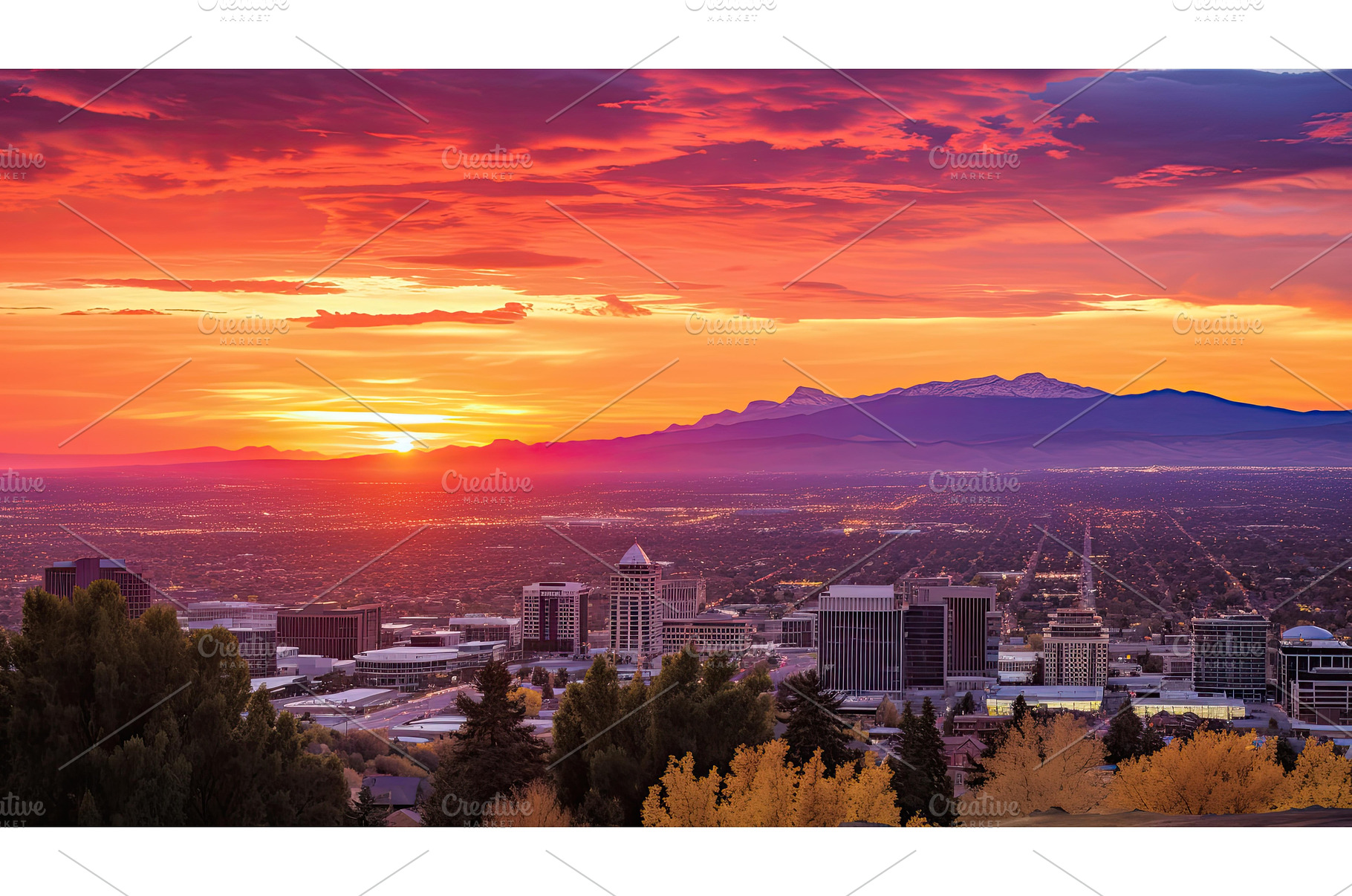 orange salt lake city sunset ai, a Nature Photo by pikepicture