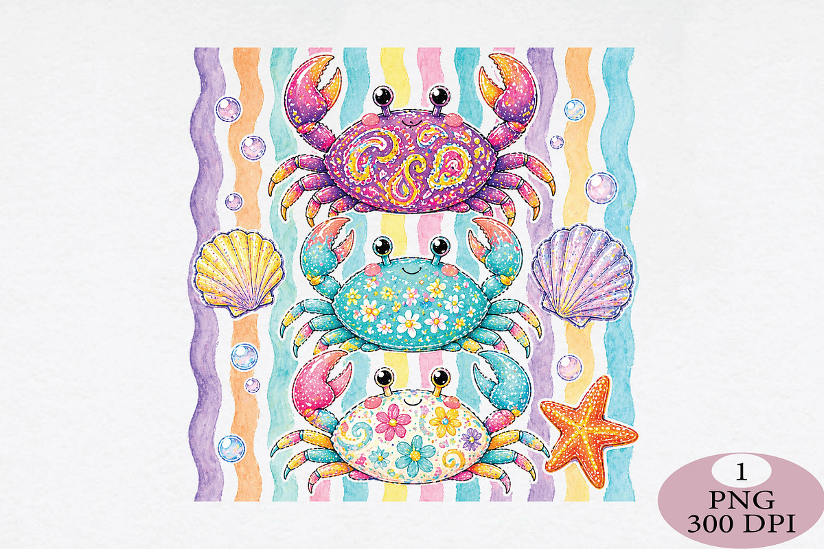 Colorful Crab Ocean Illustration PNG, an Illustration by Daily.Designs (Photo 1 of 5)
