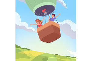 Air balloon. happy couple laughing, a Sport Illustration by Onyx