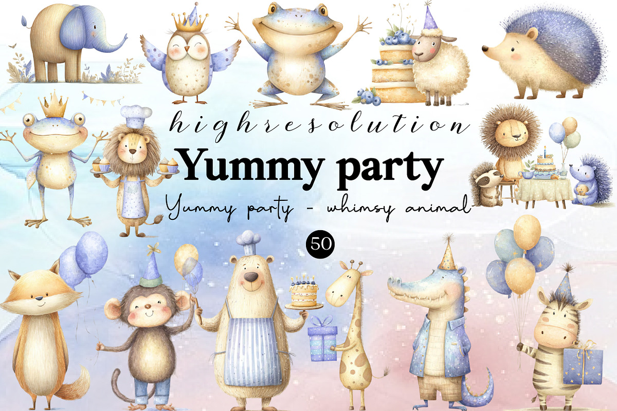 Yummy party - whimsy animal, an Illustration by DreamCafeArt (Photo 1 of 8)