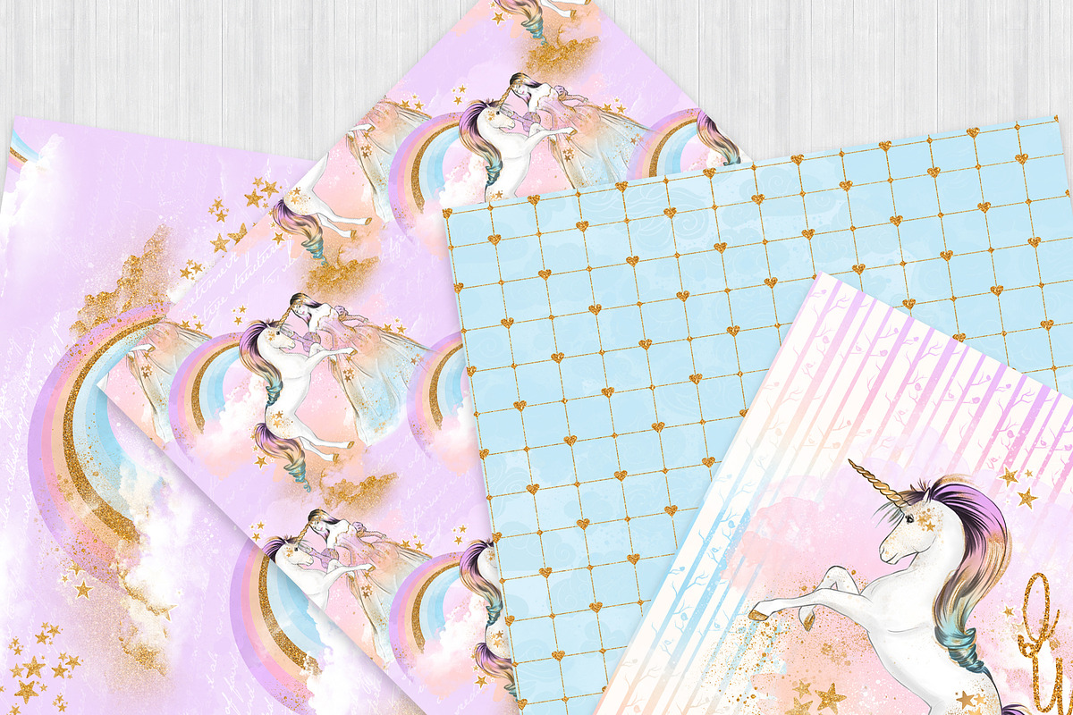 Princess and Unicorns Paper Pack, a Pattern Graphic by Frou Fou Craft (Photo 2 of 4)