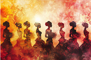 Silhouettes of women in elegant, an Illustration by Lermont51