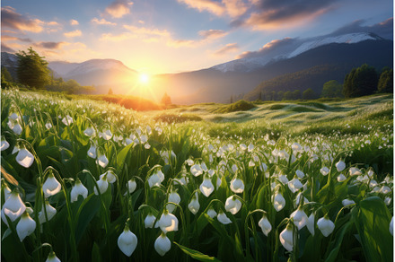 Peaceful Lily valley blooming field, a Nature Photo by Ylivdesign