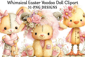 Whimsical Easter Voodoo Doll Clipart, an Illustration by Daily.Designs