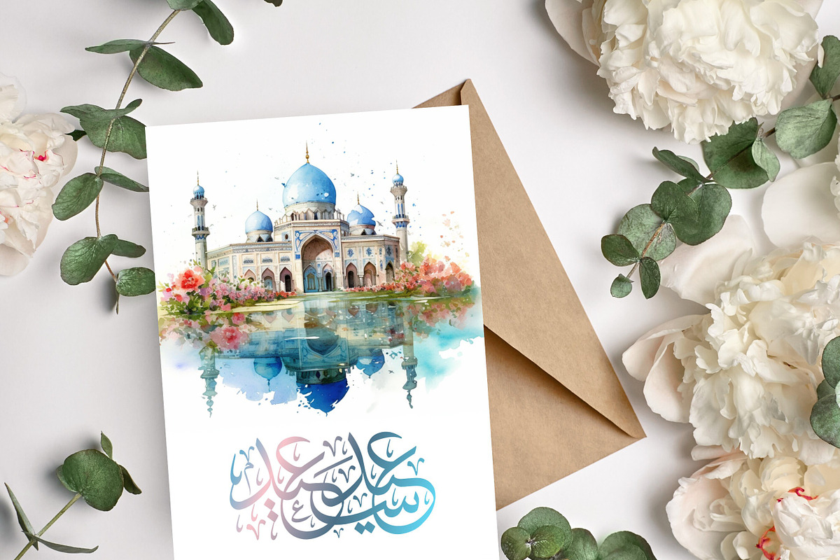 Eid Mubarak Card Printable, Eid Card, a Card Template by NailaDesignsStudio (Photo 2 of 2)