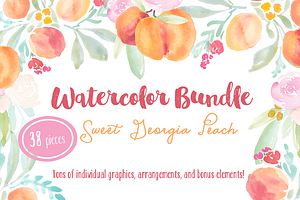 Watercolor Peaches Bundle