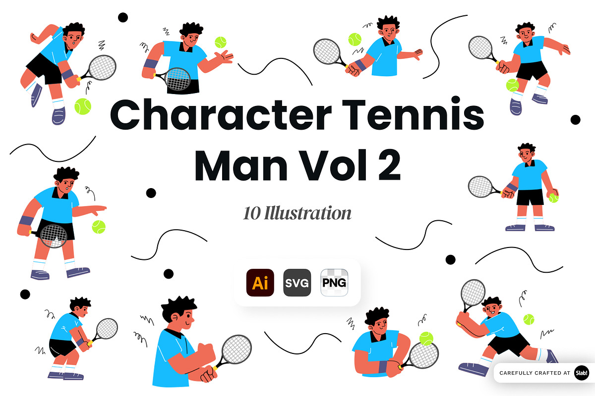 Tennis Man Character Vol 2, a Sport Illustration by SLAB! Design (Photo 1 of 3)