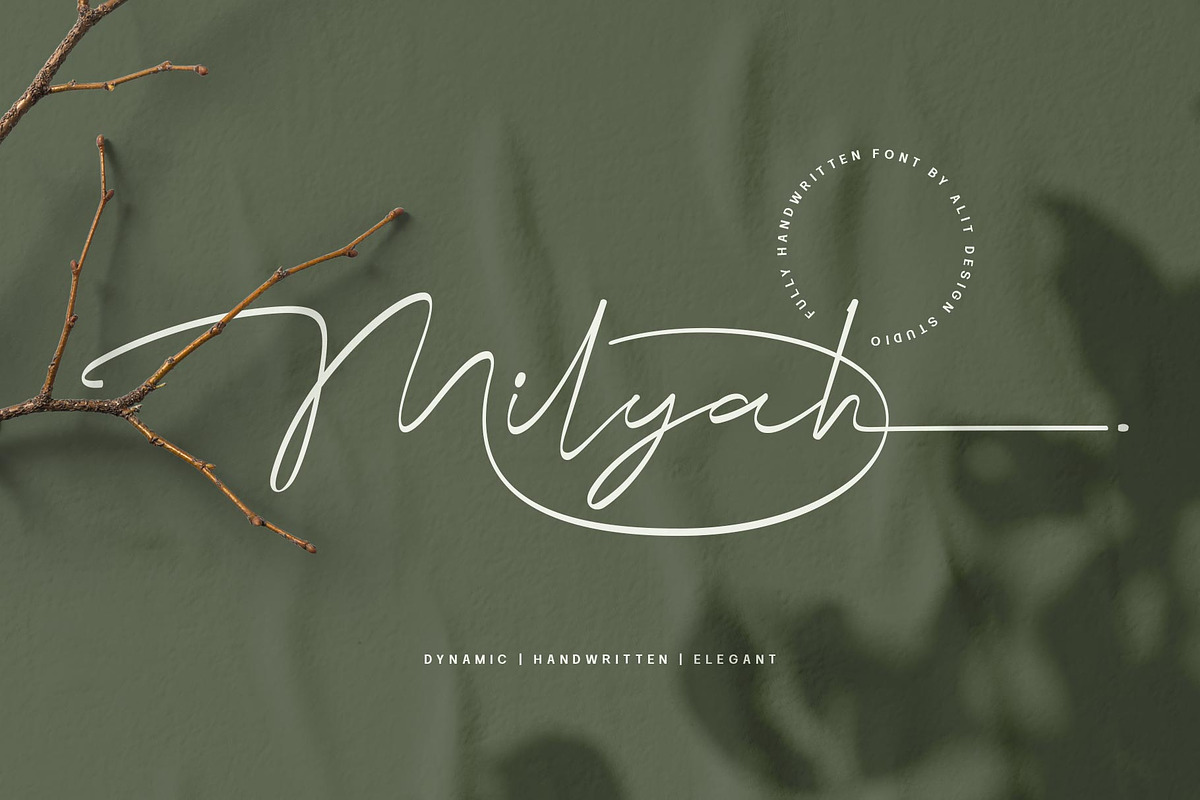 Milyah Signature Script font, a Script Font by alit design (Photo 1 of 15)