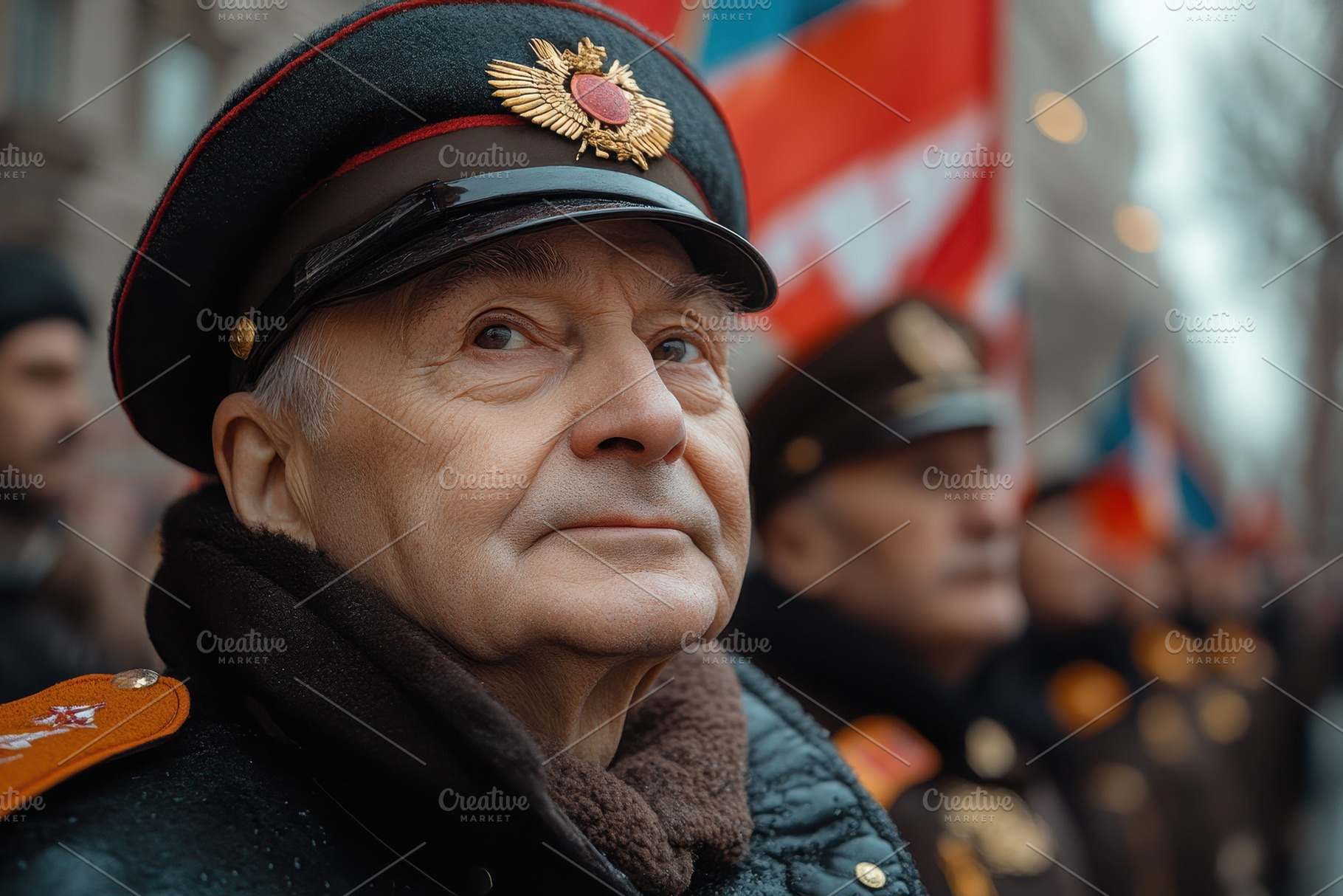 Veteran in military uniform attends, a Photo by Tanuart
