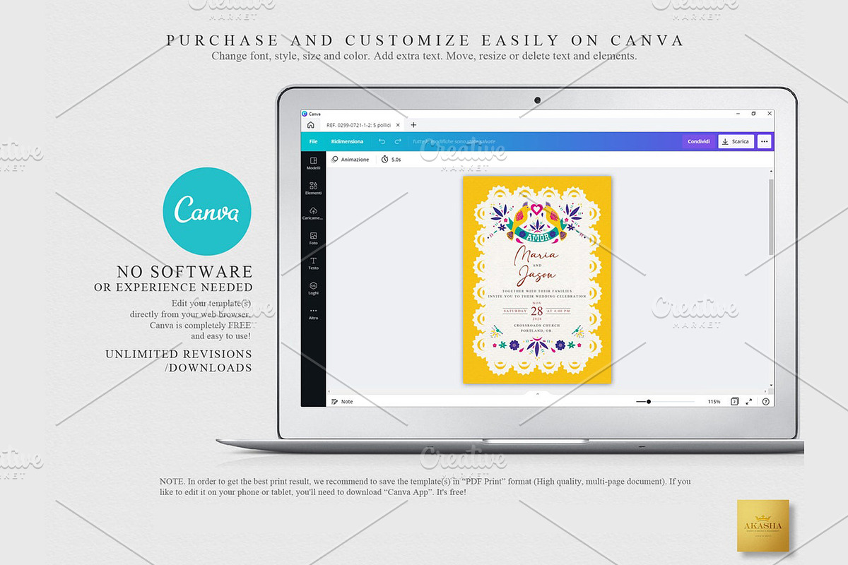 Mexican Wedding Bundle | CANVA, a Stationery Template by Creative Market (Photo 6 of 8)