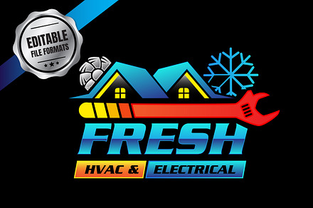 HVAC Heating & Cooling Service Logo
