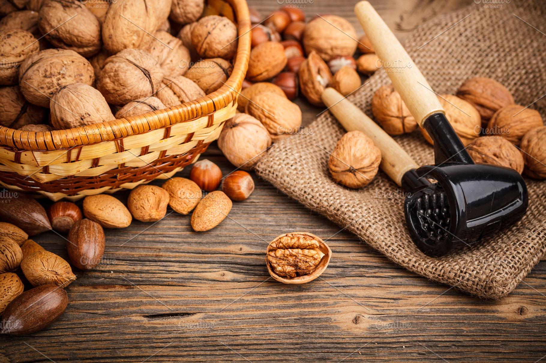 Mixed nuts stock photo containing almonds and assortment