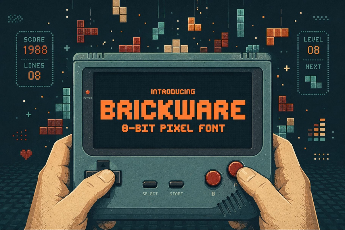 Brickware - Thick Pixel Font, a Sans Serif Font by HipFonts (Photo 1 of 8)
