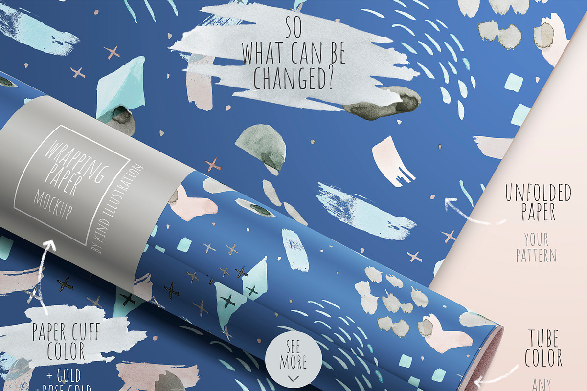 Wrapping paper mockup, a Mockup by ⚞ Kind Illustration ⚟ (Photo 2 of 6)
