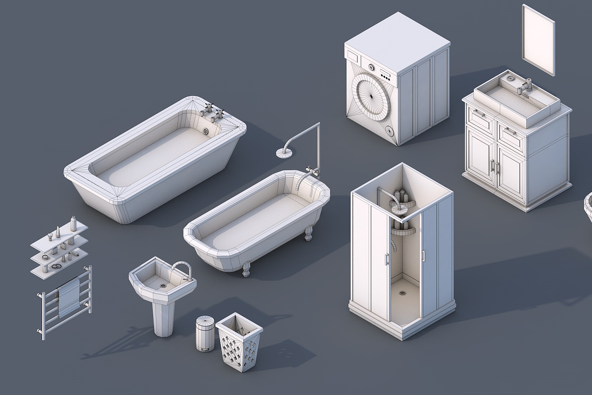 100 Low Poly Furniture Pack 4 in 1, a Furniture 3D Model by multimedia4ds (Photo 7 of 10)