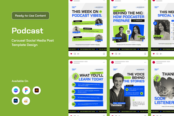 Creative Podcast Social Carousel preview 6