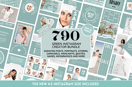 Green Aesthetic Instagram Templates, a Social Media Template by SunshineStudioBoutique