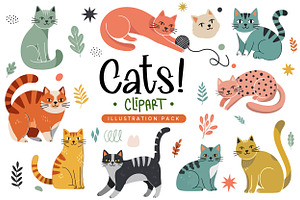 Cute Playful Cat - Vector Collection, an Animal Illustration by OtpirusGraphic