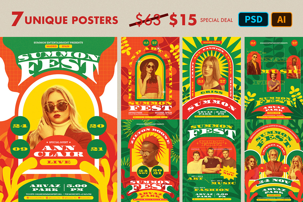 Creative Festival Poster Templates, a Flyer Template by Bornx Design (Photo 1 of 8)