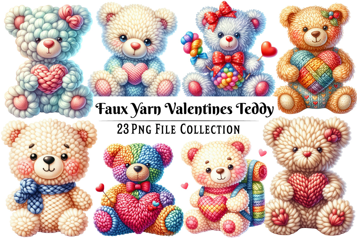 Faux Yarn Valentines Teddy Bear, an Illustration by Dream Creation (Photo 1 of 5)