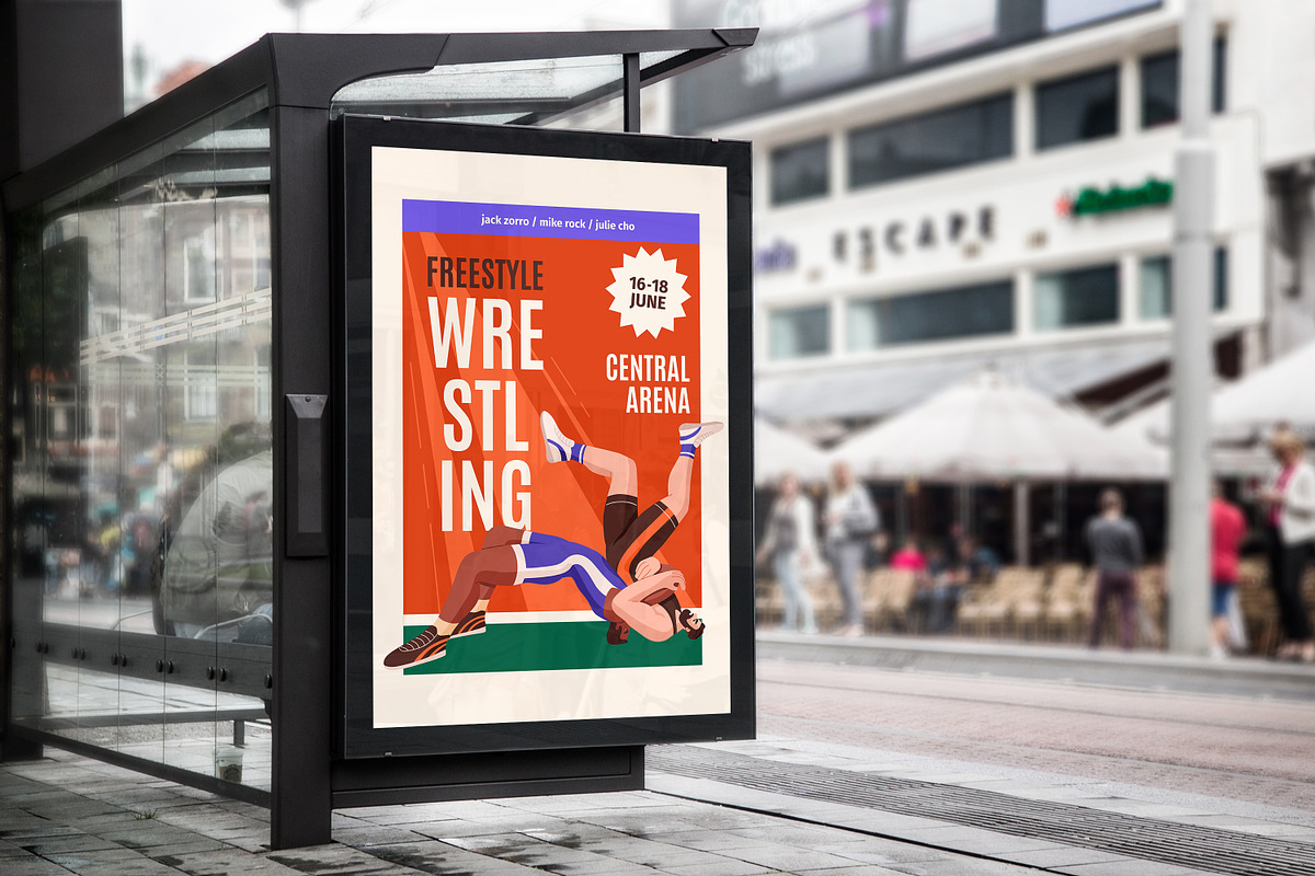 Freestyle wrestling fight posters, a Sport Illustration by PaperTrident (Photo 6 of 7)