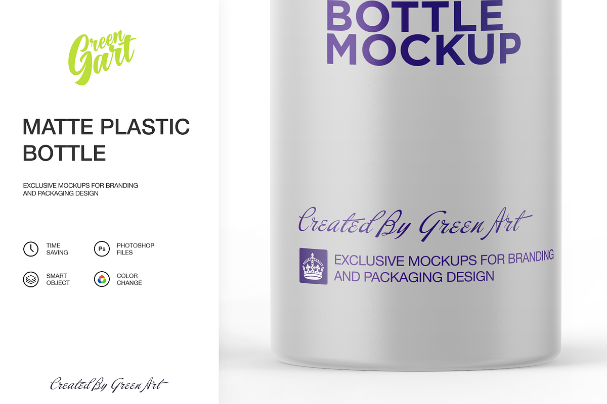 2 PSD Matte Plastic Bottle Mockup, a Packaging Mockup by Green Art (Photo 6 of 6)