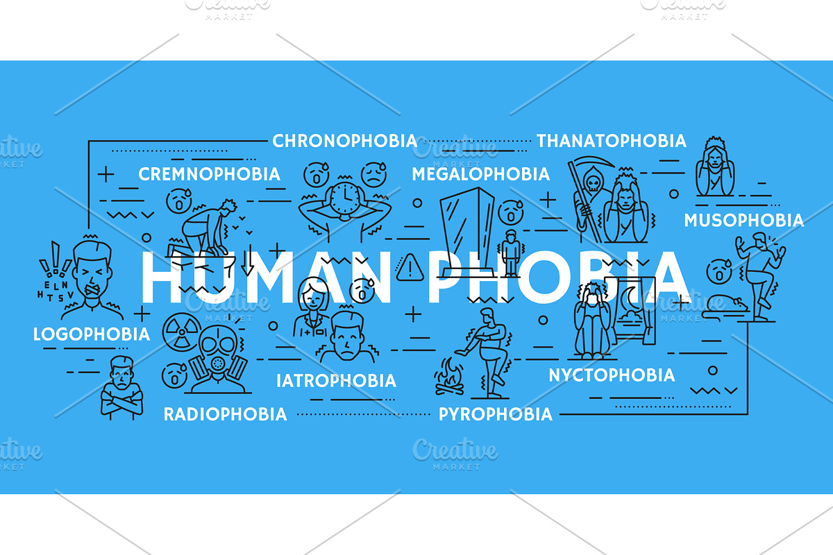 Human phobia, mental health, a Healthcare Illustration by Vector Tradition