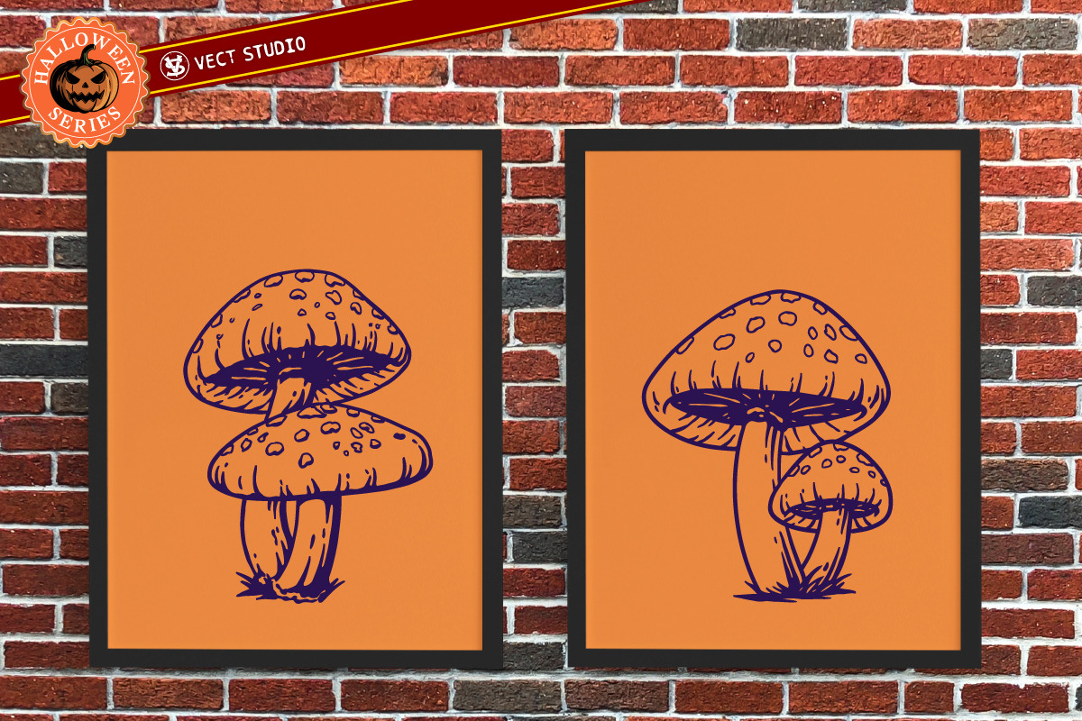 8 Mushroom Halloween Stamp Brushes, a Brush Add-On by vectstudio (Photo 6 of 9)