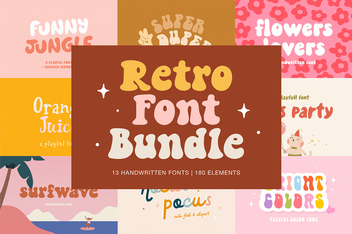 Retro Font BUNDLE, a Handwritten Font by JuliaVolkova (Photo 1 of 10)
