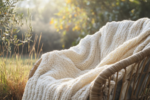 Cozy knit blankets arranged on a wic, a Photo by Iftikhar Alam